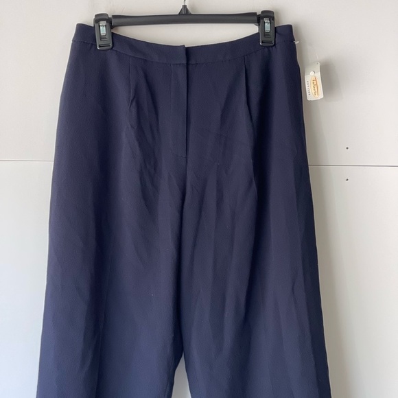 NWT! ($108) Women's Petite Navy Pleated Pants Trouser Relaxed Fit 100% Wool, 10P - Picture 9 of 11